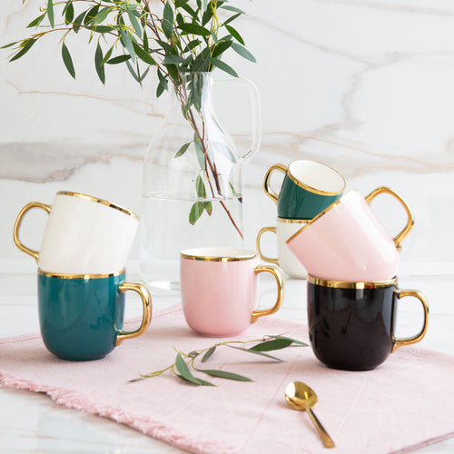 6 TAZAS ROYAL GREEN&GOLD